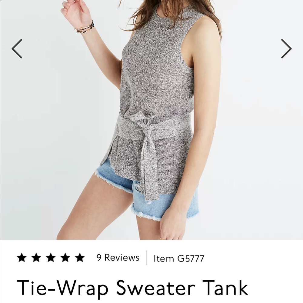 Madewell sleeveless knit tie wrap sweater tank